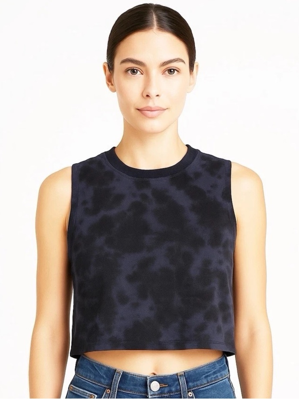 525 America Indigo Blue and Black Tie-Dye Muscle Sweat Shirt Tank Sleeveless